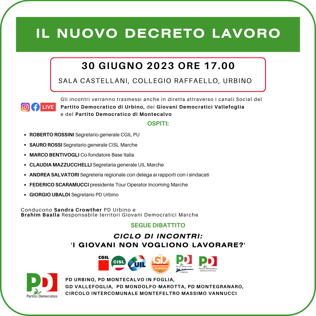 Il NUOVO DECRETO LAVORO