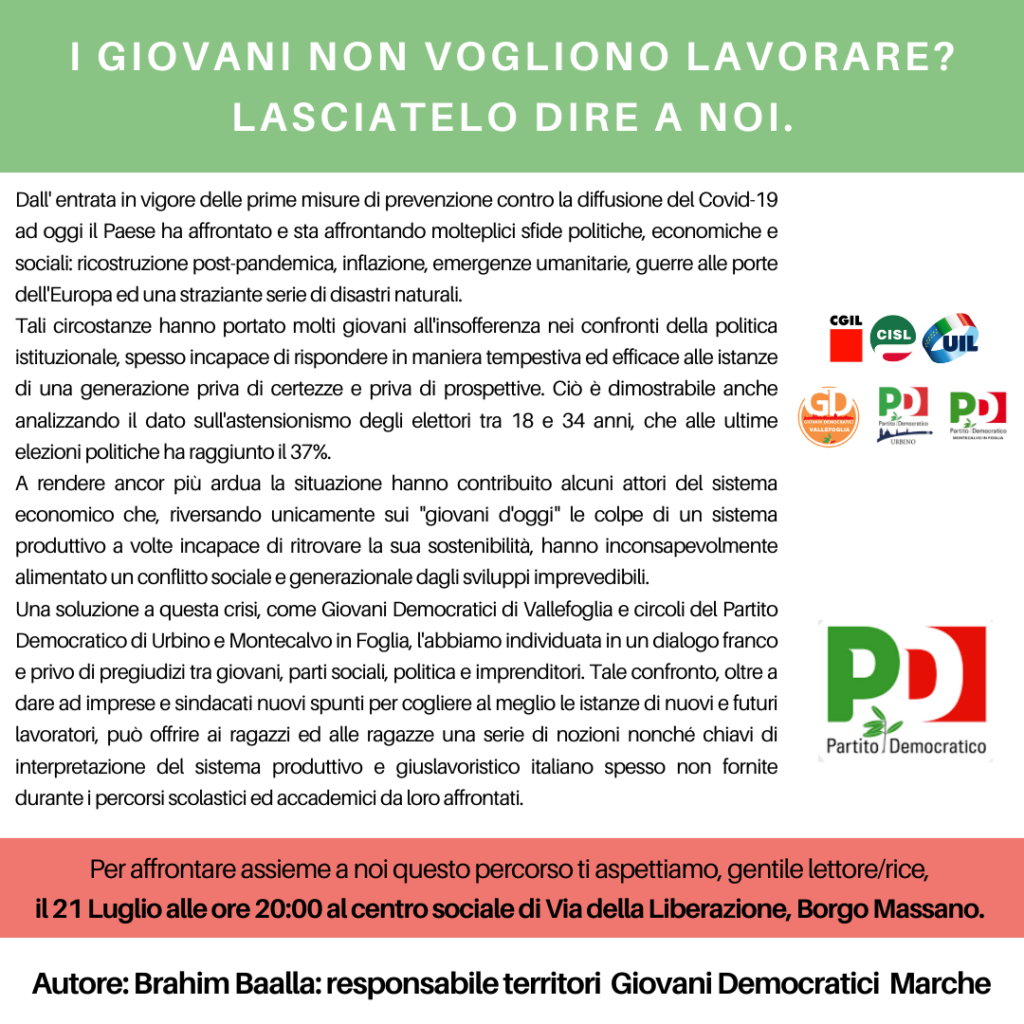 I GIOVANI NON VOGLIONO LAVORARE? lasciatelo dire a noi.